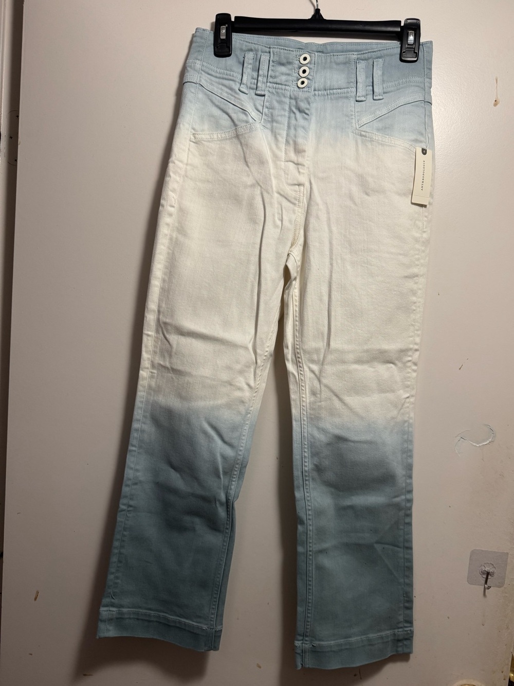 Anthropologie Ombre Light Blue to White Wide-Leg Denim Jeans - NWT - Size 27
